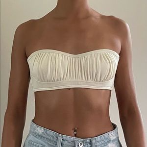 Cream Ruched Underbust Tie Bandeau